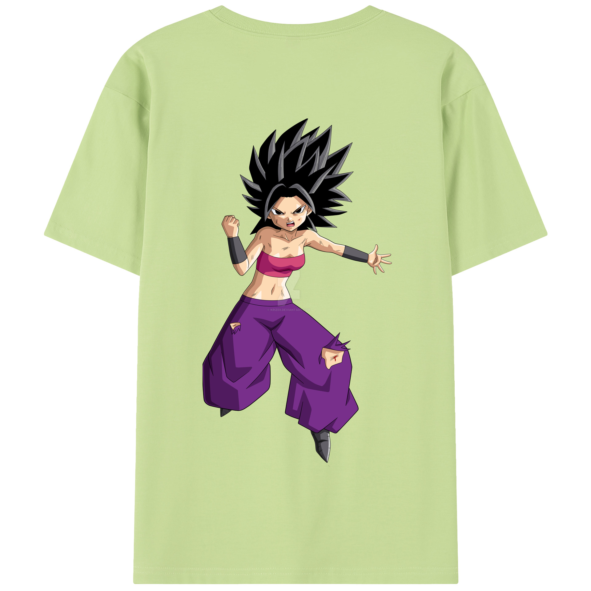（画像用） ドラゴンボール カリフラ DRAGON BALL Caulifla 綿100％半袖Tシャツ（背面プリント）